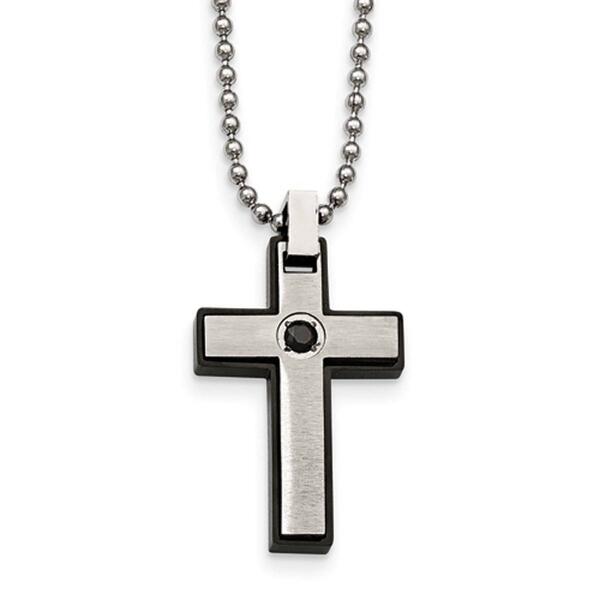 Mens Gentlemen's Classics&#40;tm&#41; Black Cubic Zirconia Cross Necklace - image 