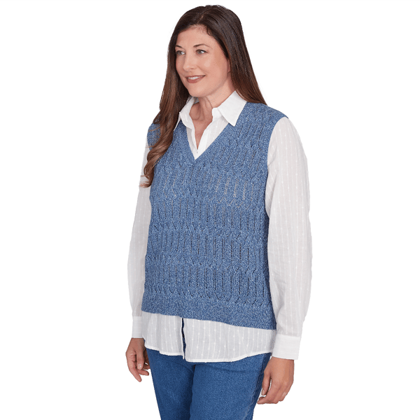 Petite Alfred Dunner Lake Victoria Vest Two In One Sweater