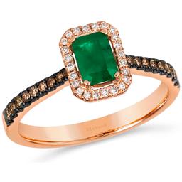 Le Vian(R) Rose  Gold Emerald Ring w/ Chocolate & Vanilla Diamonds
