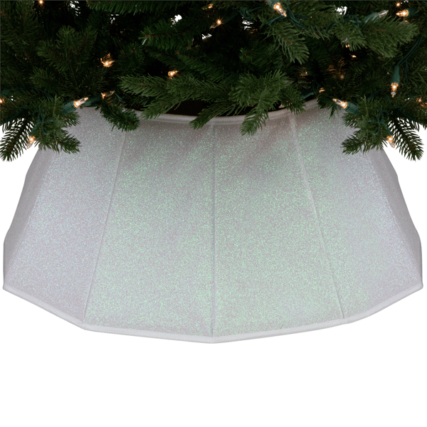 Northlight Shiny White Fabric Hexagonal Christmas Tree Collar