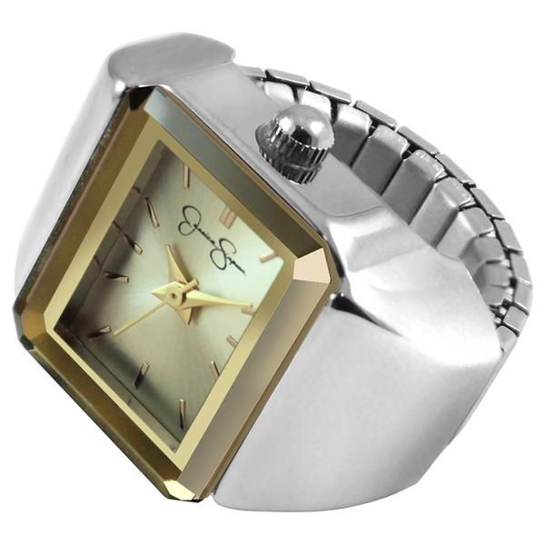 Womens Jessica Simpson Two-Tone Square Ring Watch - JR0010TTG - image 