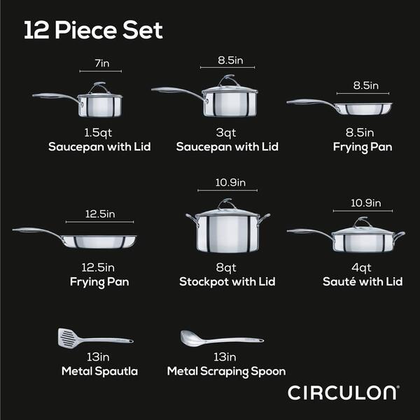 Circulon&#174; 12pc. Stainless Steel Cookware and Utensil Set