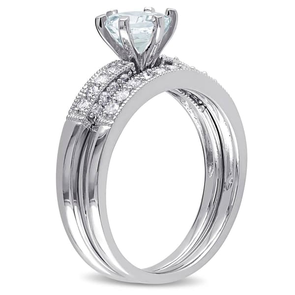 Gemstone Classics&#8482; 10kt. White Gold Aquamarine Bridal Set