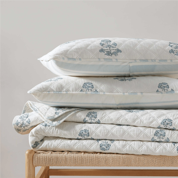 Martha Stewart Flower Block Print Quilt Set