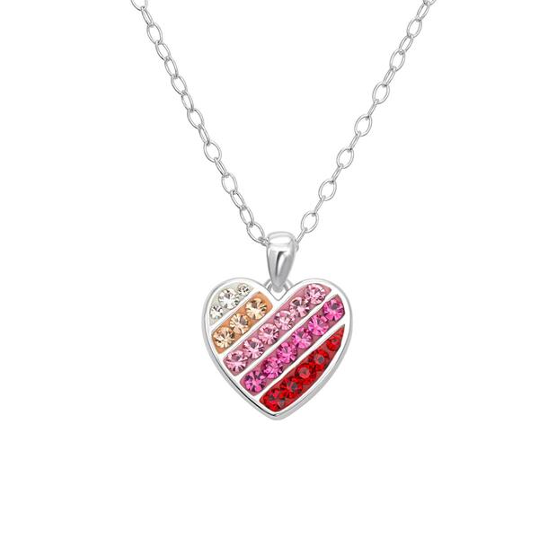 Sterling Silver Crystal Heart Pendant Necklace - image 