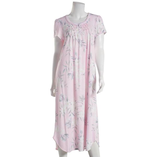 Womens Miss Elaine Short Sleeve Floral Bouquets Nightshirt - image 