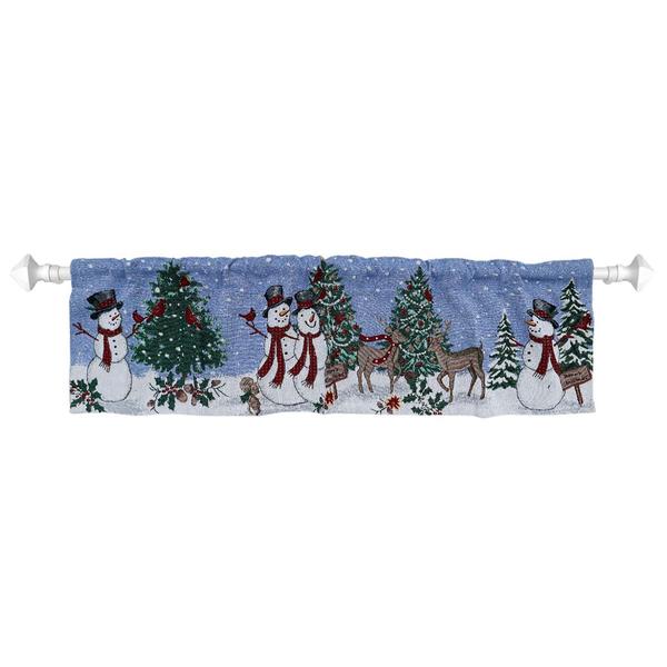 Snowman Deer Scene Tapestry Valance - 54x15 - image 