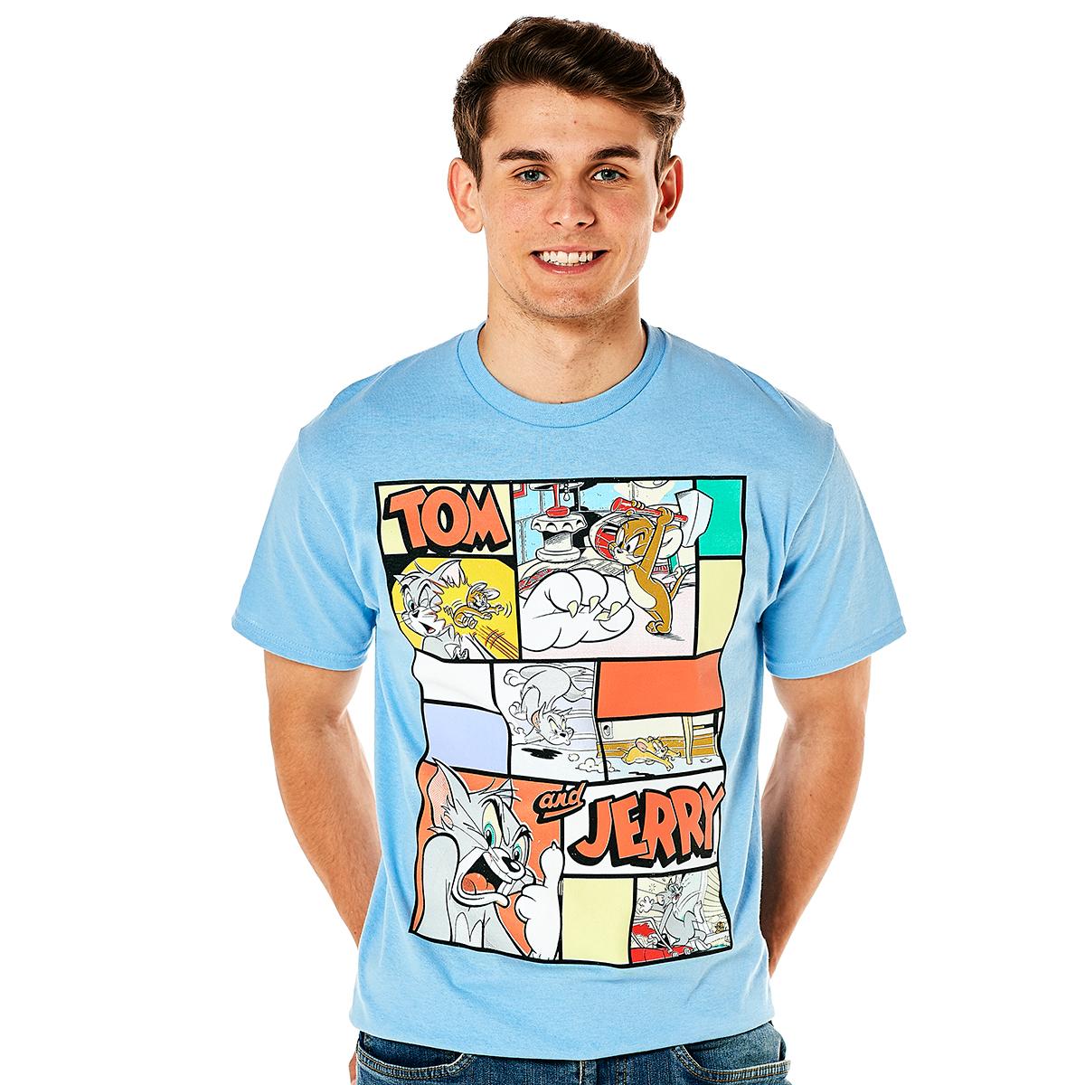Young Mens Tom and Jerry Comic Short Sleeve Graphic Tee