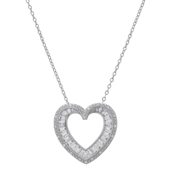 Gianni Argento Silver Plated Diamond Open Heart Pendant - image 