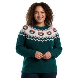 Plus Size Hanna & Gracie Long Sleeve Fair Isle Wreath Sweater