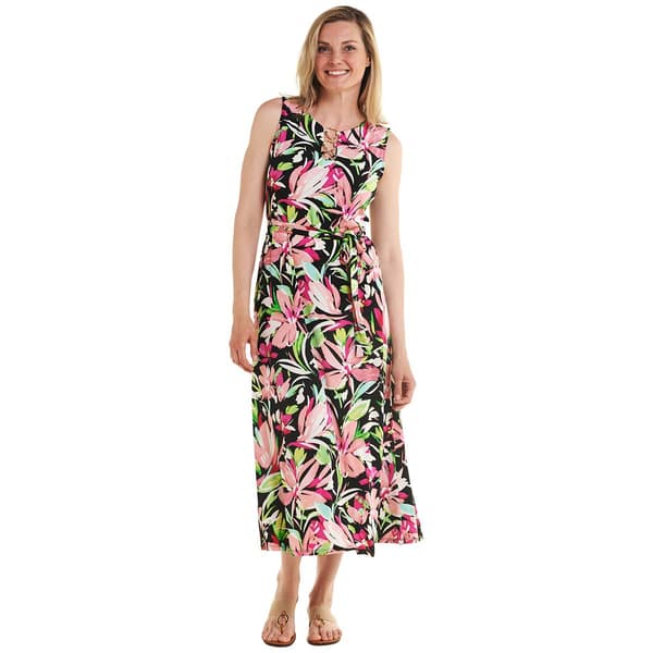 Womens 1. State Sleeveless Floral Three Ring Midi Dress - image 