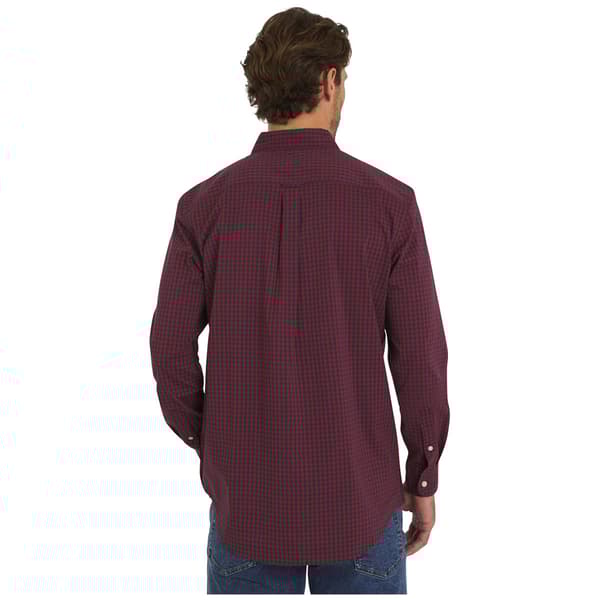 Mens Chaps Long Sleeve Checkered Stretch Button Down Shirt