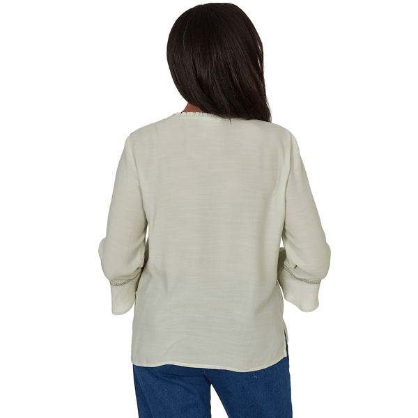 Petite Alfred Dunner Indigo Girls Floral Embroidery Blouse