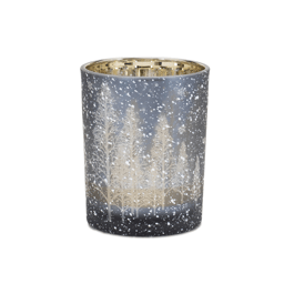 Melrose Navy Pine Tree Glass Candle Holder - Set of 2