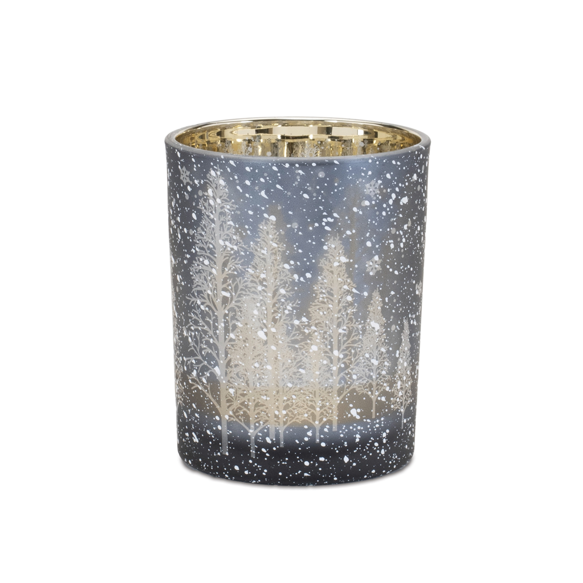 Melrose Navy Pine Tree Glass Candle Holder - Set of 2
