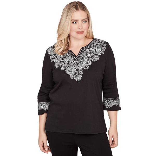 Petites Alfred Dunner Barcelona Embroidered Scroll Accent Soft K