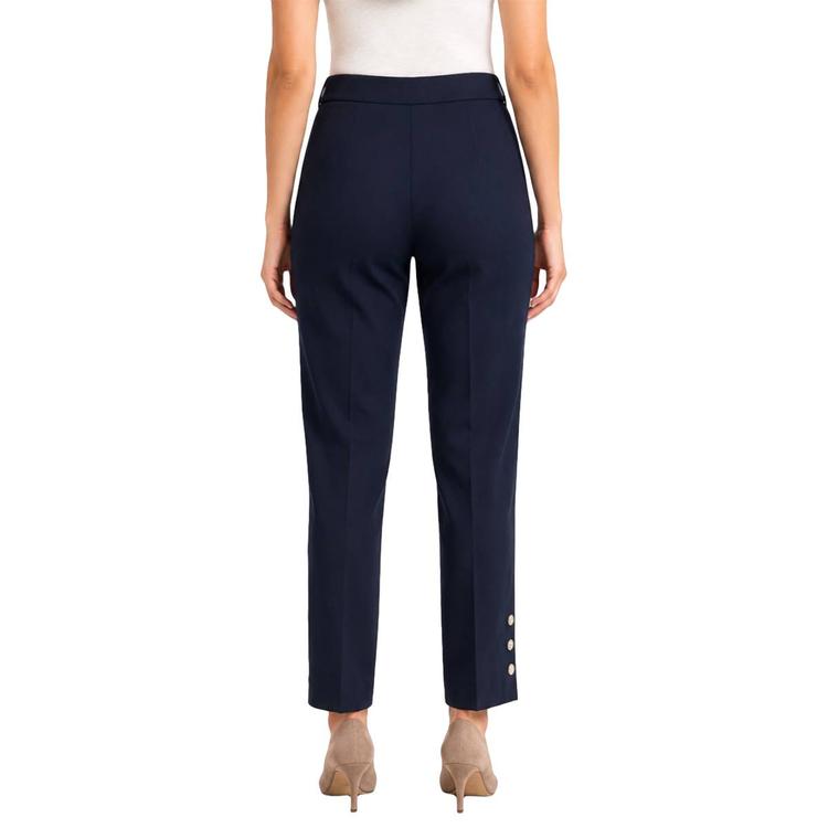 Womens Zac & Rachel Solid Stud Hem Slim Leg Pants