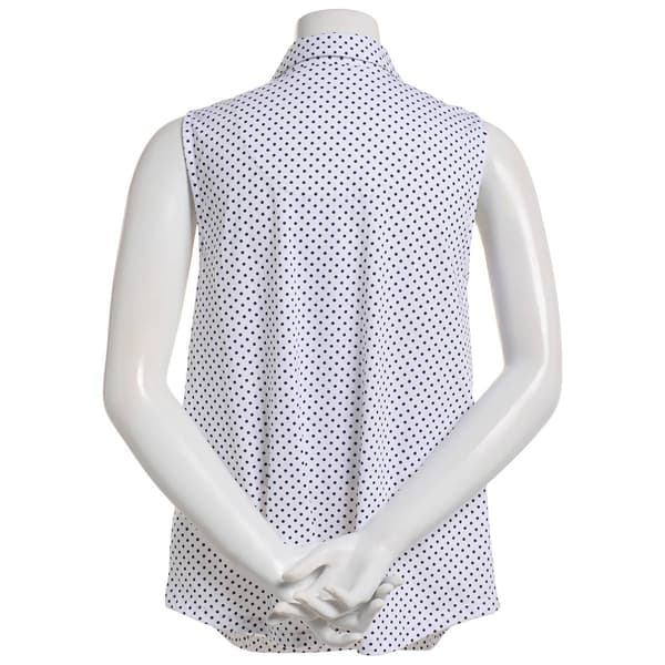 Womens Emily Daniels Sleeveless 2 Pocket Dots Henley Blouse