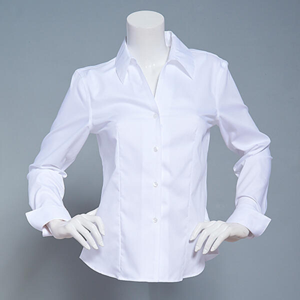 Petite Calvin Klein Long Sleeve No Wrinkle Button Front Blouse - image 