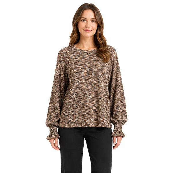 Petite Zac & Rachel Smocked Poet Sleeve Rib Knit Sweater