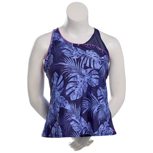 Plus Size ZeroXposur Marble-Highline Tropical Tankini Swim Top - image 