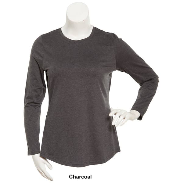 Juniors Aveto Long Sleeve Basic Crew Neck Solid Tee