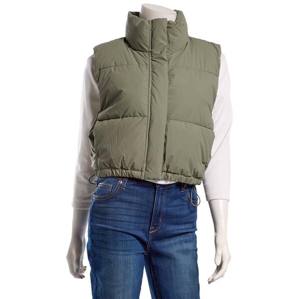 Juniors Love Tree Zip Front Coated Puffer Vest - image 