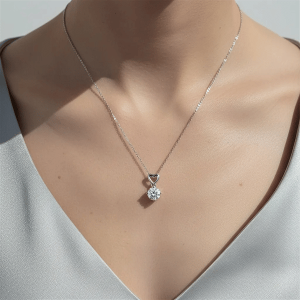 Saffron 1ctw. Moissanite Diamond Heart Drop Pendant Necklace