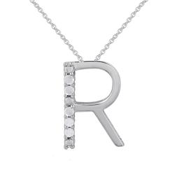 1/20cttw. Natural Diamond Sterling Silver Letter R Pendant
