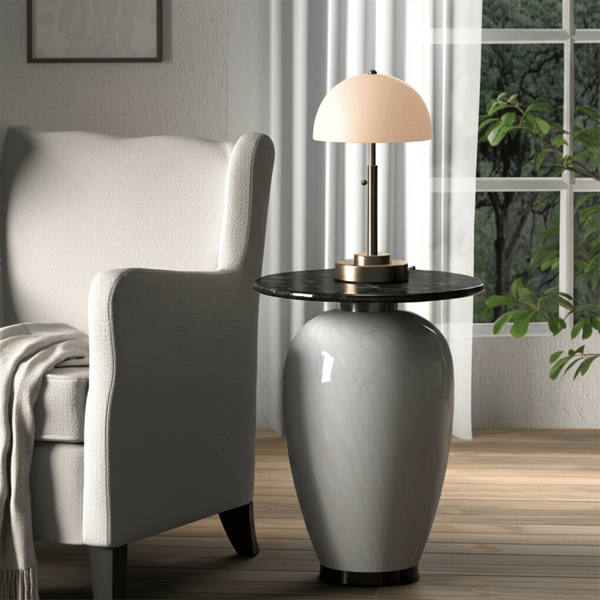 Sagebrook Home Bahia Tall Art Marble Top Accent Table