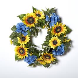 20in. Sunflower & Hydrangea Grapevine Wreath