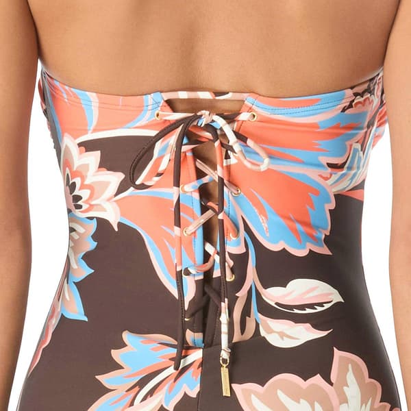 Womens Vince Camuto Floral Bandeau One Piece Swimsuit