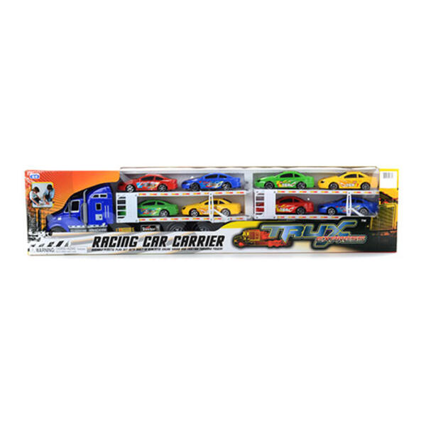 Sun-Mate Race Car Carrier Toy w/8 Cars For Storage & Play