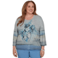 Plus Size Alfred Dunner Provence 3/4 Sleeve Watercolor Floral Tee - image 1