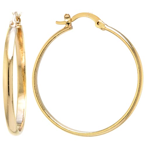 Gold Over Fine Silver Plated 32mm Hoop Earrings