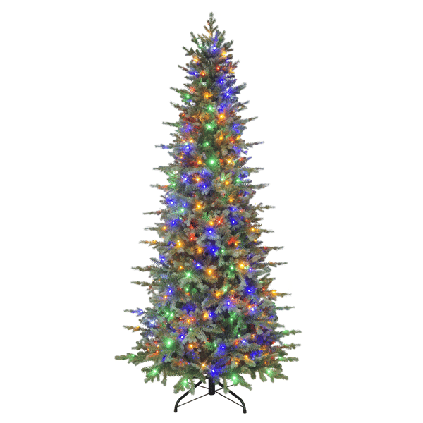 Puleo International 7.5ft. Pre-Lit Slim Linden Fir Christmas Tree