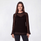 Womens Fair Haven Long Sleeve Solid Textured Mesh Blouse - image 1