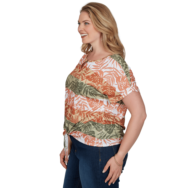 Plus Size Hearts of Palm Tropical Twist Tropical Tie Hem Blouse