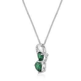 Gemminded Sterling Silver 5mm Double Heart Create Emerald Pendant