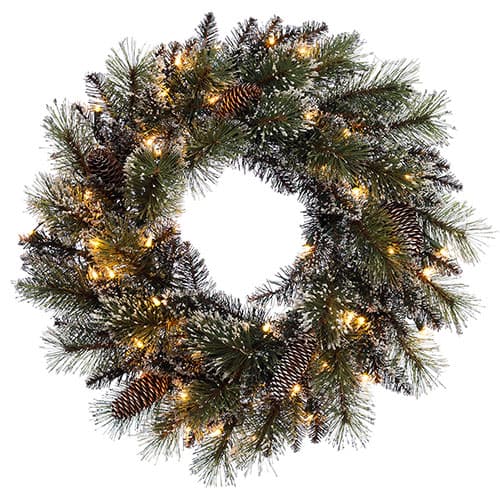 24in. Pre-lit wreath with 50 Clear Lights - image 