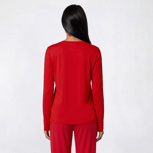 Juniors Pillow Talk Long Sleeve Solid Pajama Top with Pocket