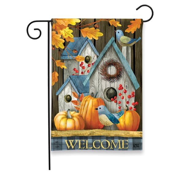 Briarwood Lane Rustic Fall Birdhouse Welcome Garden Flag - image 