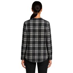 Womens Zac & Rachel Long Sleeve Black Plaid 1/2 Button Blouse