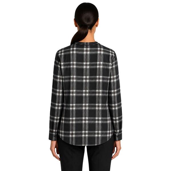 Womens Zac & Rachel Long Sleeve Black Plaid 1/2 Button Blouse