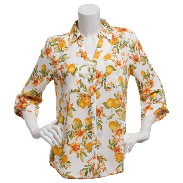 Juniors A. Byer Lemon Portofino Button Up Top