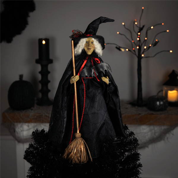 Northlight Dark Witch with Bat & Broom Halloween Figure