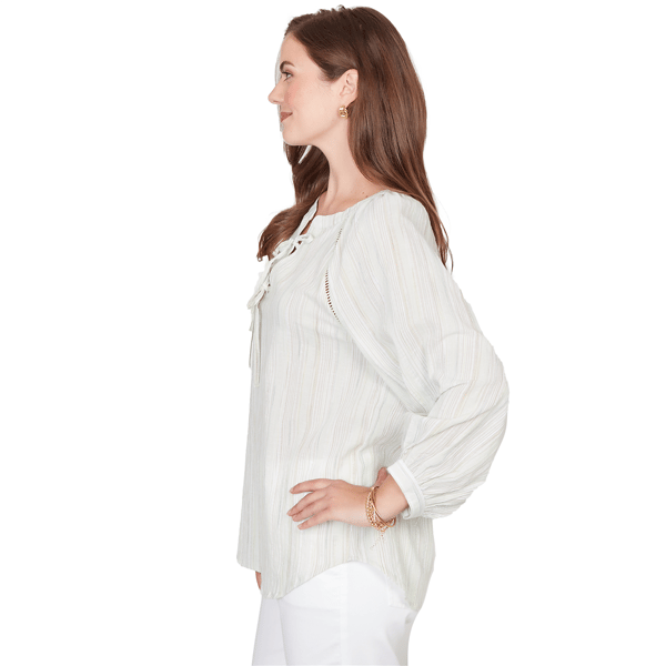 Womens Ruby Rd. Renaissance Romance Crinkle Stripe Blouse
