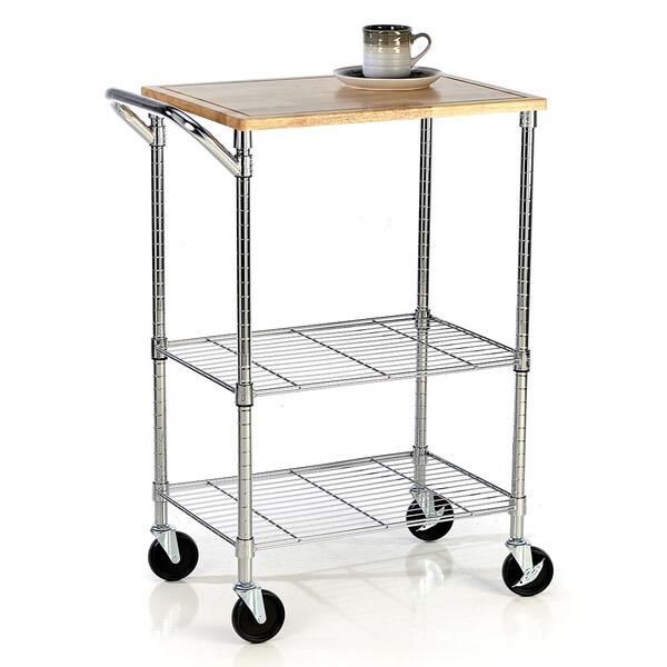 Metal Kitchen Block Cart with Shelf - image 
