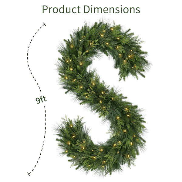 Puleo International 9ft. Warm White LED Artificial Garland