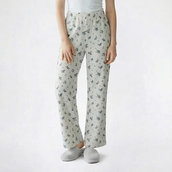 Juniors No Comment Ditsy Fleece Wide Leg Sweatpants